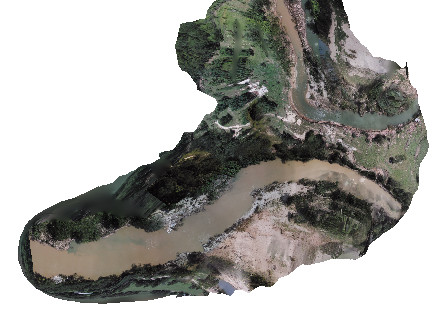 3D textured terrain model from flooding in Texas rendered as a 3D model in OpenGL.
